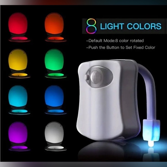 1pc Motion Sensor Toilet Night Light, 8-Color LED Bowl Light - Picture 2 of 8